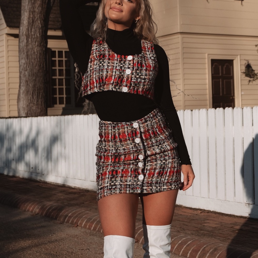 Forever21 houndstooth too & skirt two piece set